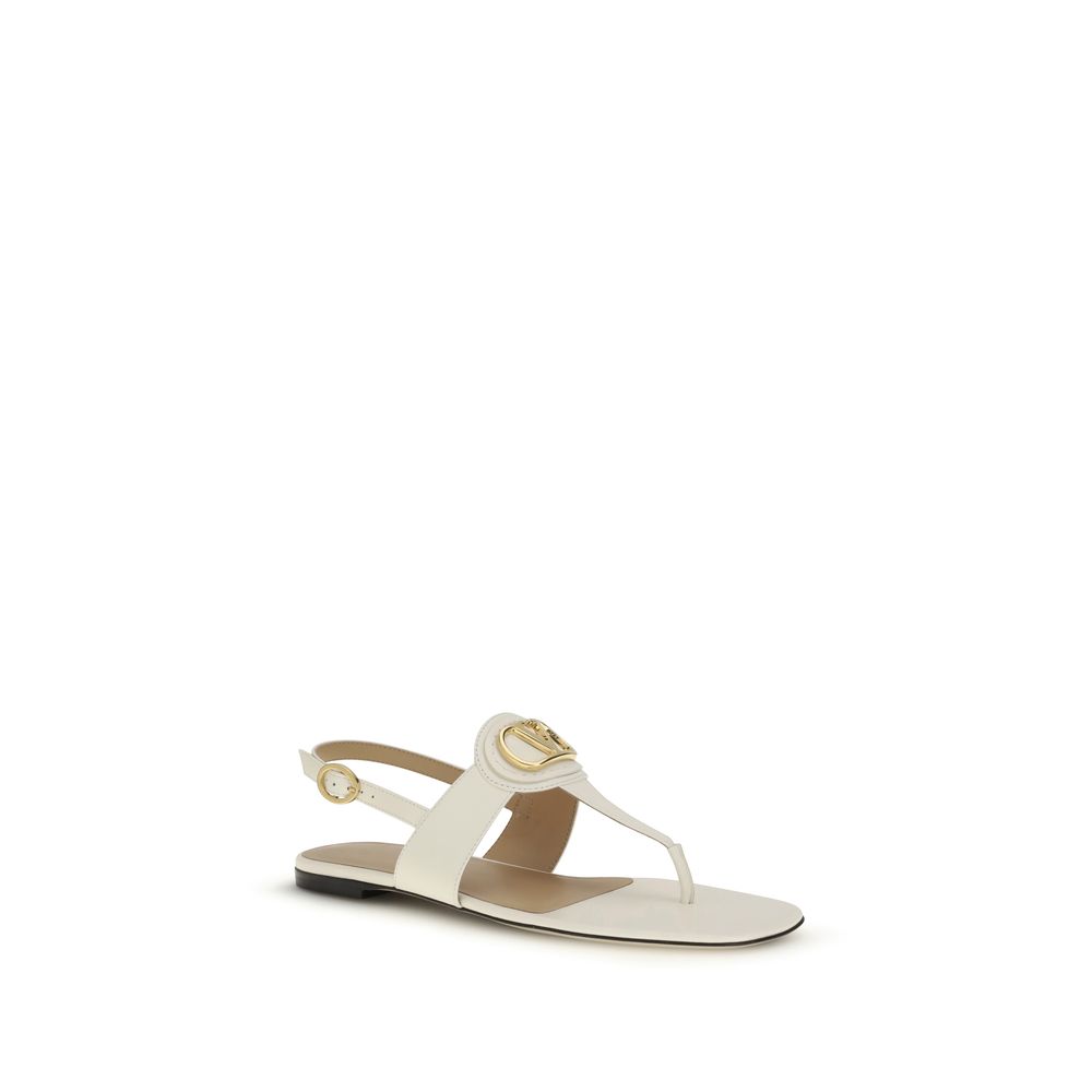 Valentino Garavani Beige Calf Leather Bos Taurus Flat Sandals - immagine 2