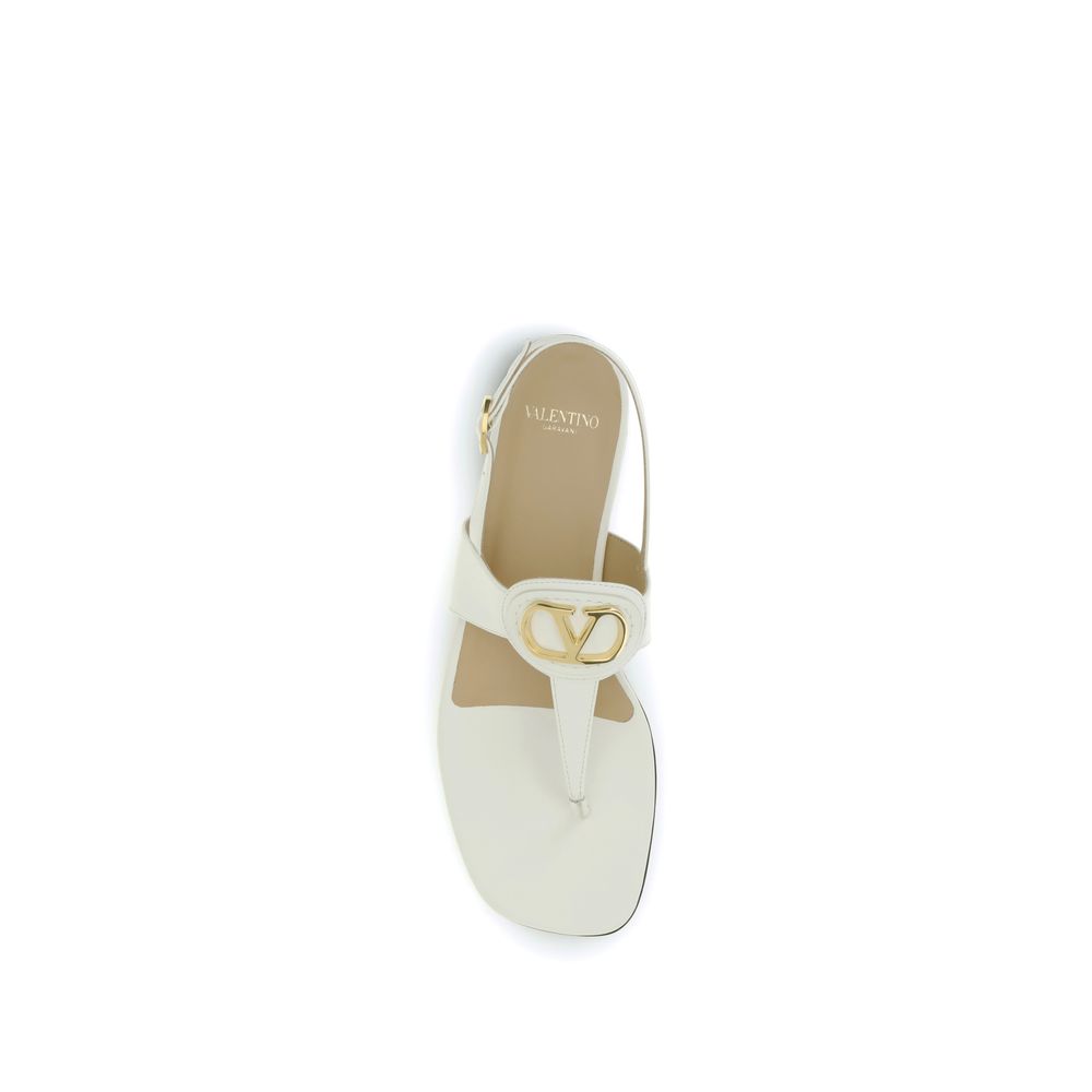 Valentino Garavani Beige Calf Leather Bos Taurus Flat Sandals - immagine 4