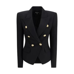 Balmain Black Wool Oves Aries Blazer