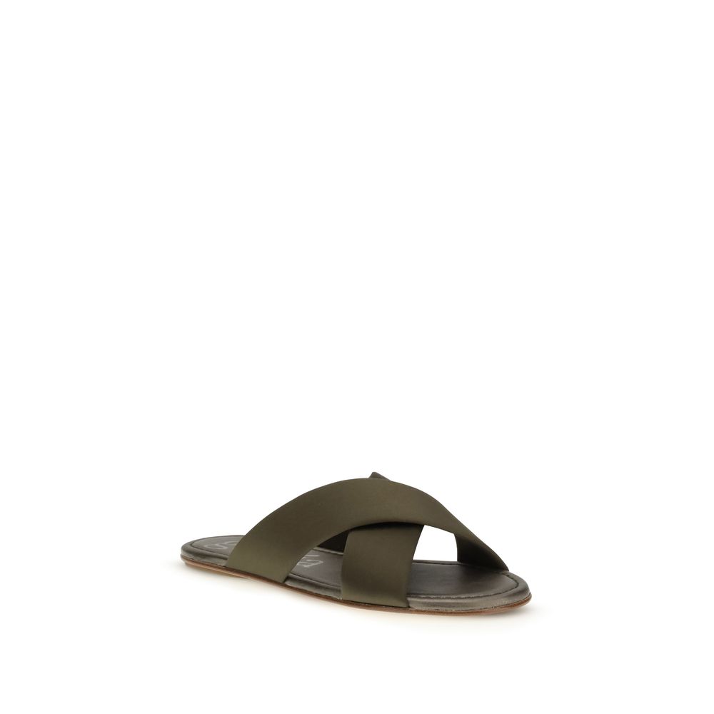 Pedro García Brown Silk Flat Sandals - immagine 2