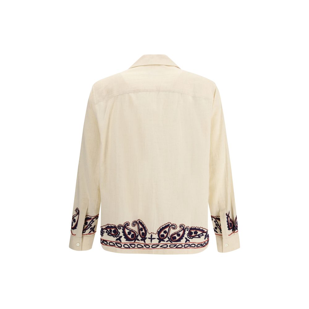 Baziszt Beige Silk Pattern Shirt - immagine 2