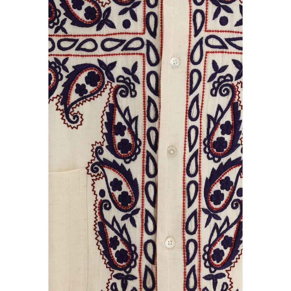 Baziszt Beige Silk Pattern Shirt - immagine 3