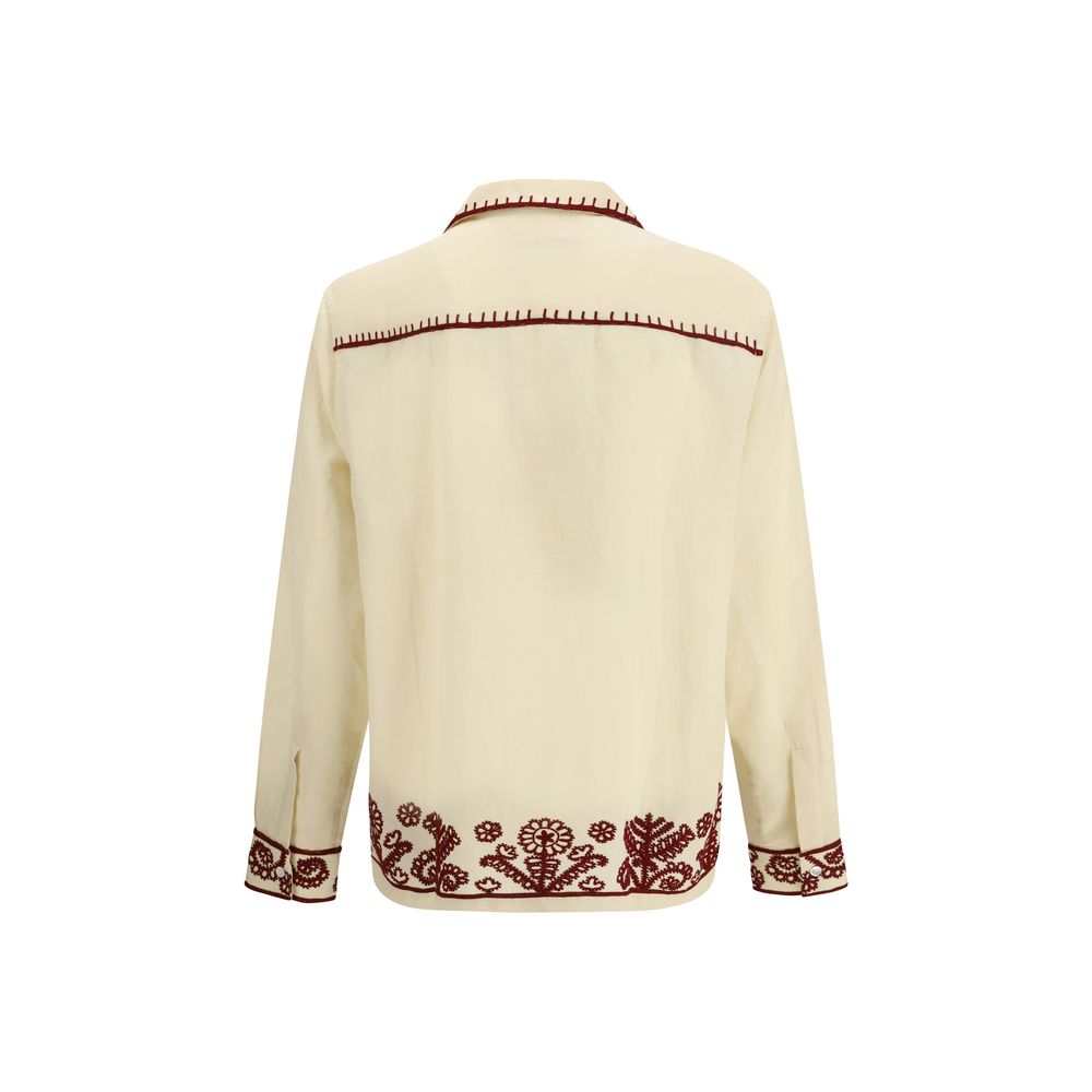 Baziszt Beige Hemp Pattern Shirt - immagine 2