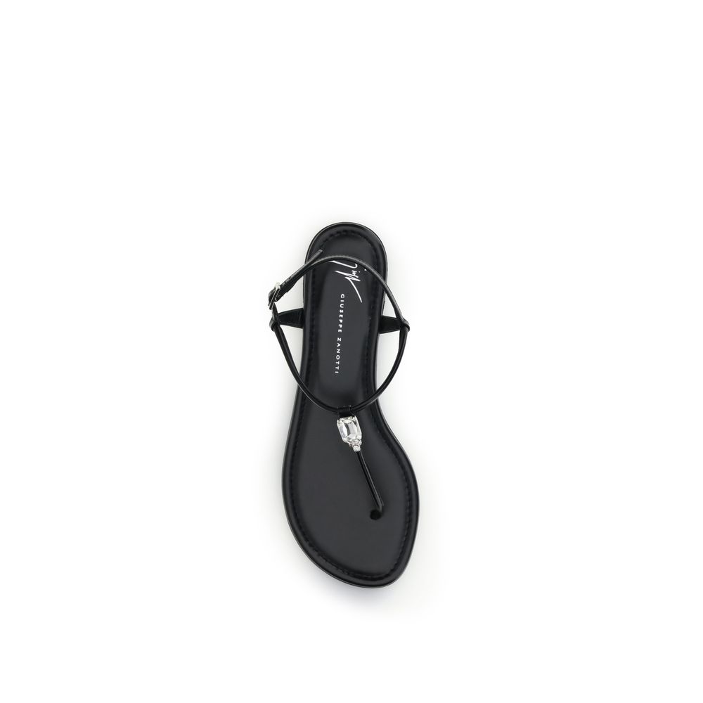 Giuseppe Zanotti Black Calf Leather Bos Taurus Flat Sandals - immagine 4