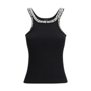 PINKO Black Cotton Sleeveles T-Shirt
