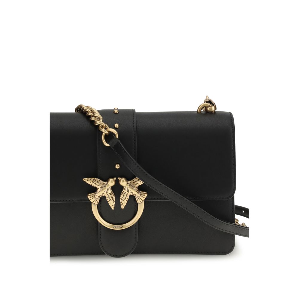 PINKO Black Calf Leather Bos Taurus Shoulder Bag - immagine 4
