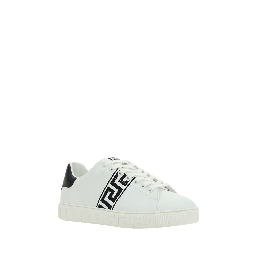 Versace White Calf Leather Bos Taurus Low Top Sneakers - immagine 2