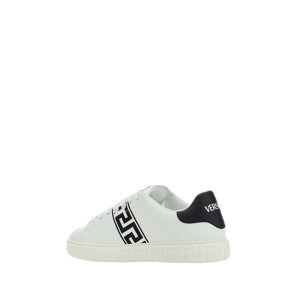 Versace White Calf Leather Bos Taurus Low Top Sneakers - immagine 3