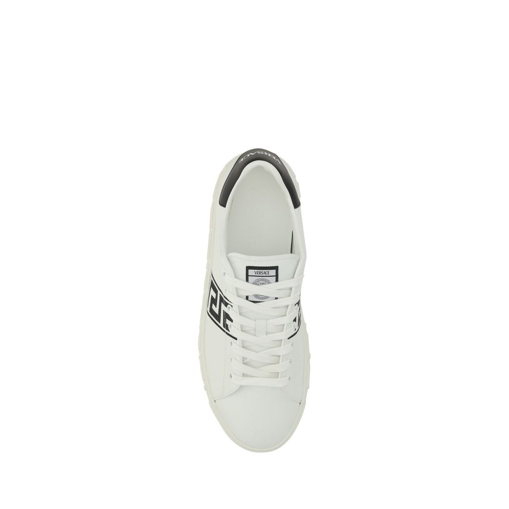 Versace White Calf Leather Bos Taurus Low Top Sneakers - immagine 4