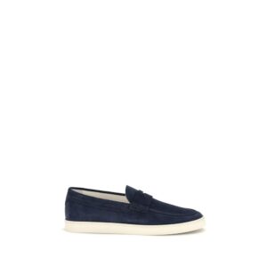 Brunello Cucinelli Blue Calf Leather Bos Taurus Slip-On Loafers