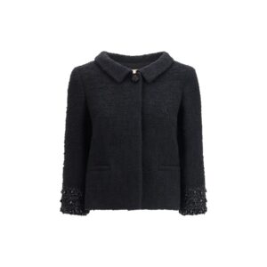 Valentino Black Wool Biker Jacket