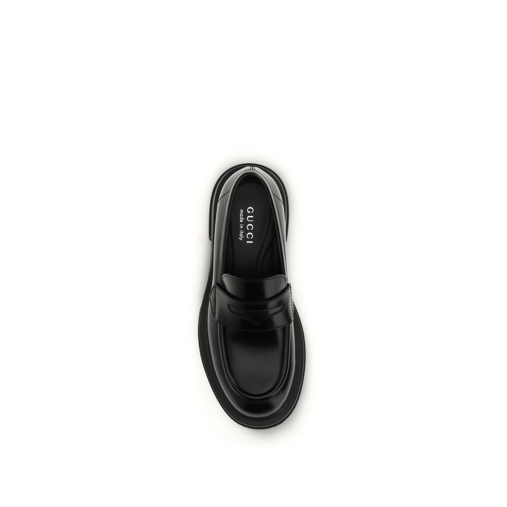 Gucci Black Calf Leather Bos Taurus Slip-On Loafers - immagine 4