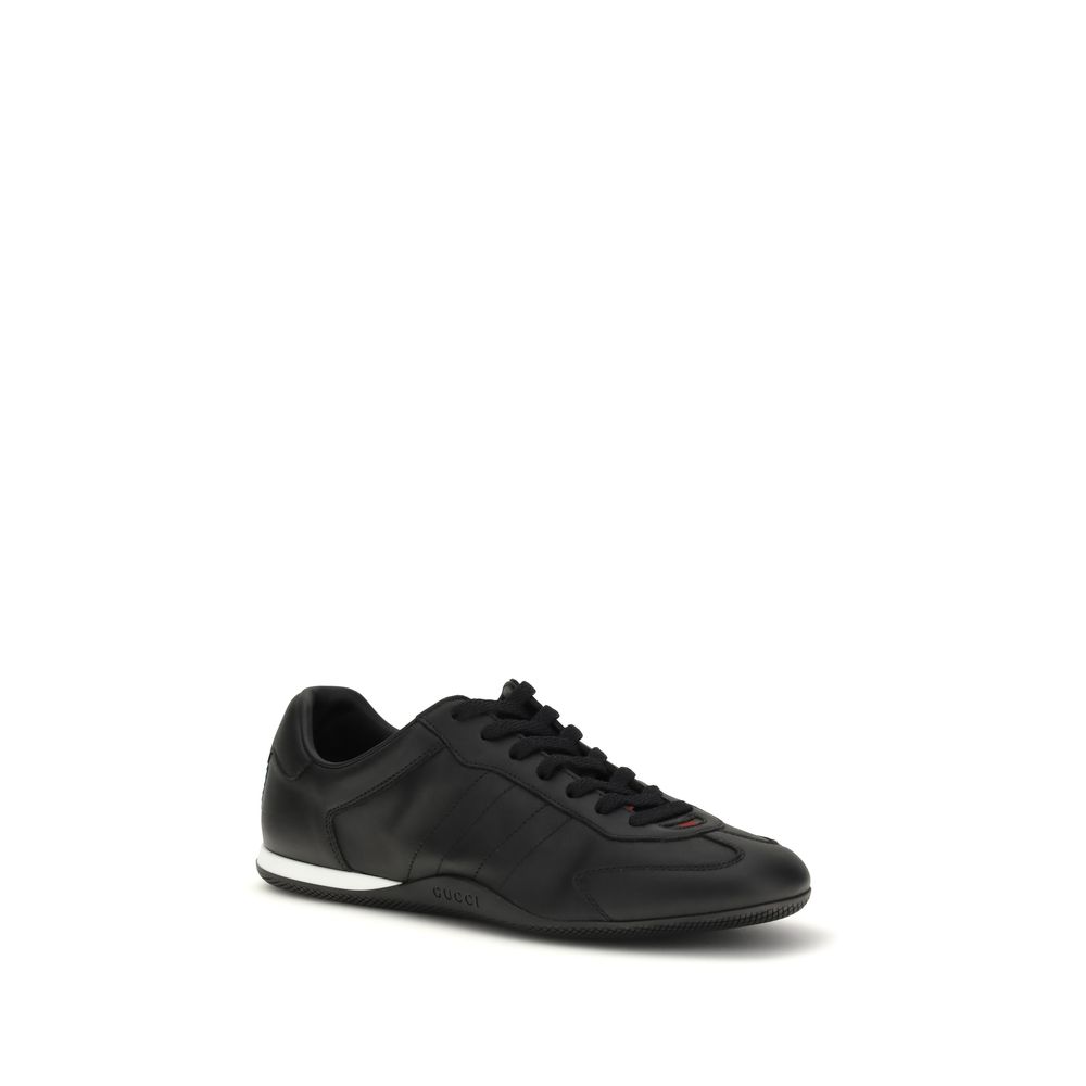 Gucci Black Calf Leather Bos Taurus Low Top Sneakers - immagine 2