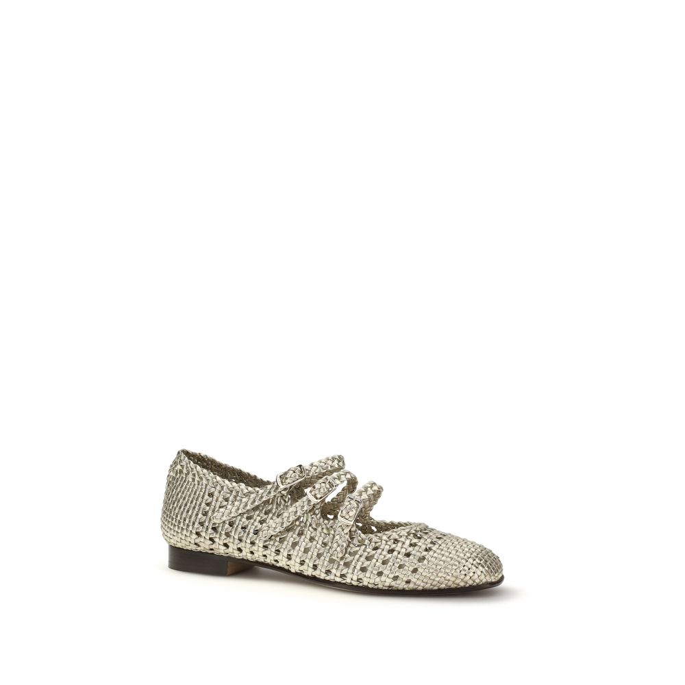 Carel Paris Silver Calf Leather Bos Taurus Ballet Flats - immagine 2