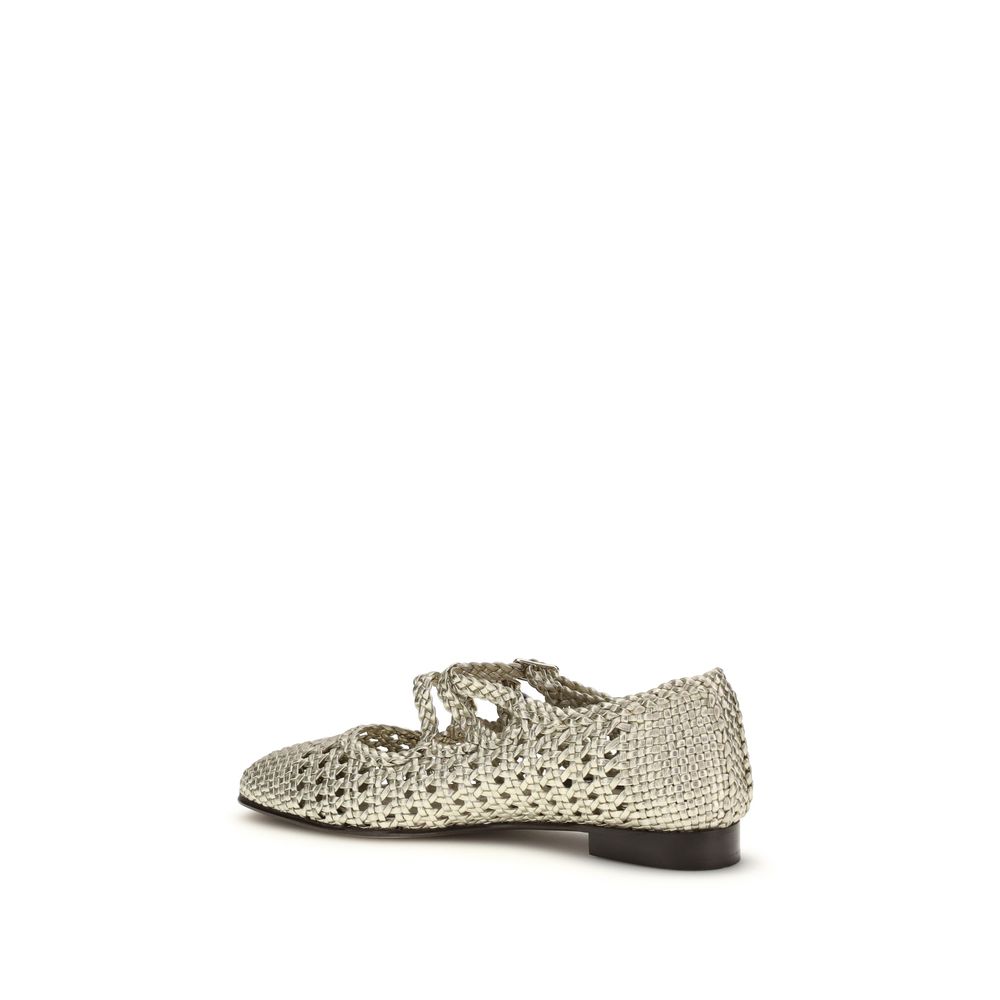 Carel Paris Silver Calf Leather Bos Taurus Ballet Flats - immagine 3