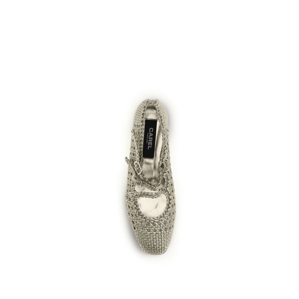 Carel Paris Silver Calf Leather Bos Taurus Ballet Flats - immagine 4