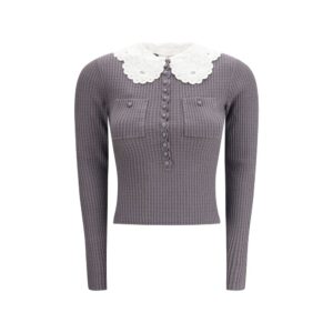 Self-Portrait Gray Viscose Shirt