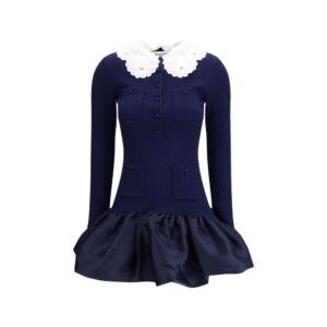 Self-Portrait Blue Viscose Cocktail Dress
