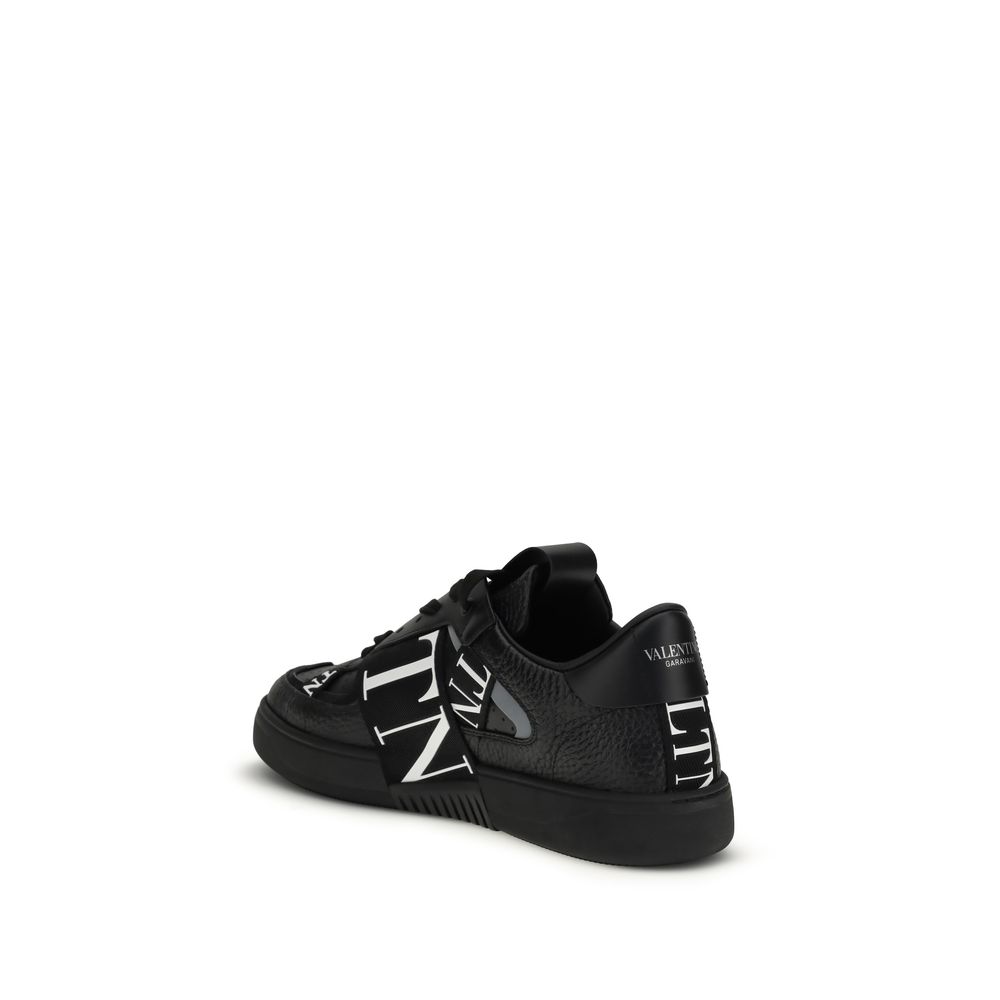 Valentino Garavani Black Calf Leather Bos Taurus Low Top Sneakers - immagine 3