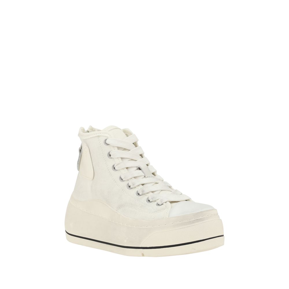 R13 White Cotton High Top Sneakers - immagine 2