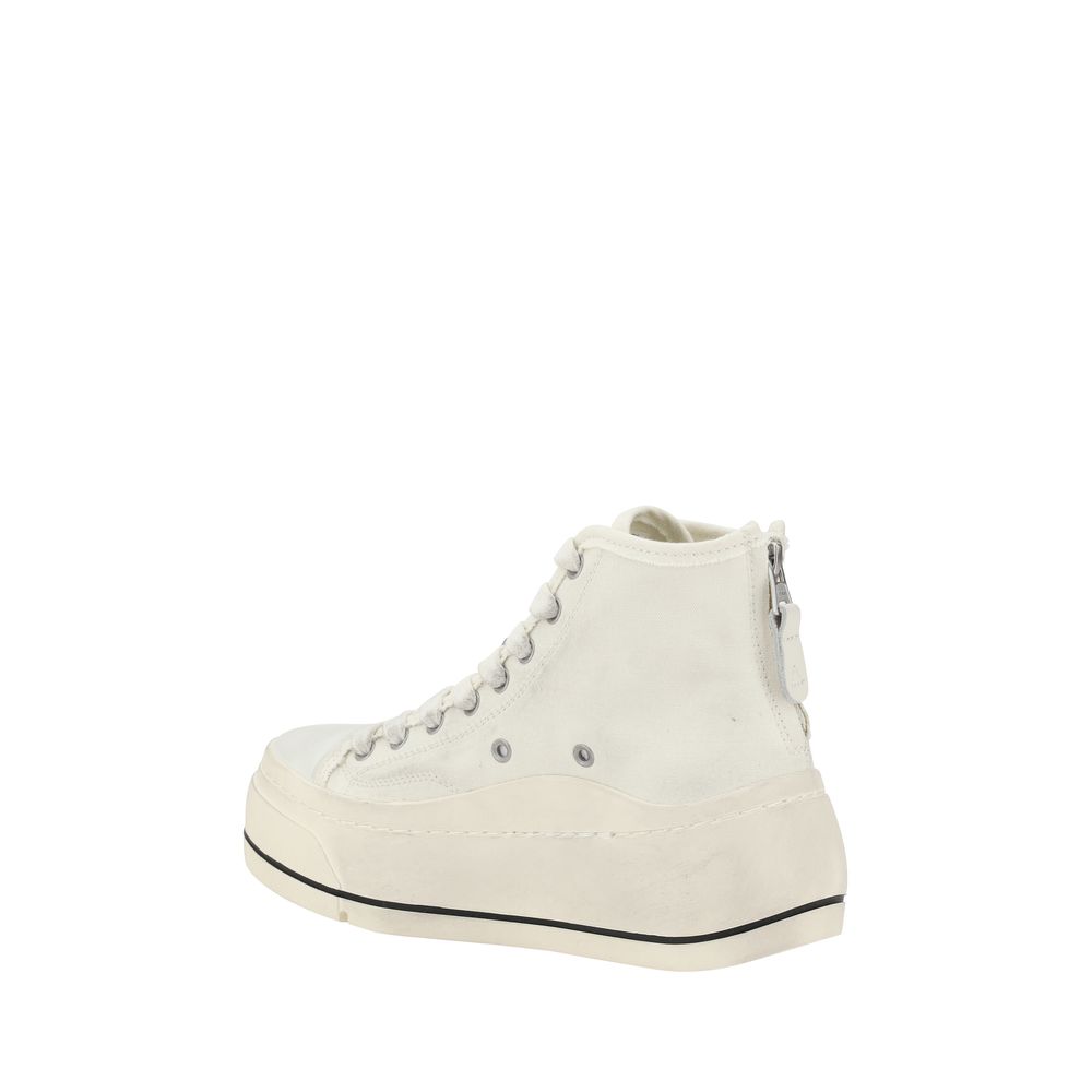 R13 White Cotton High Top Sneakers - immagine 3