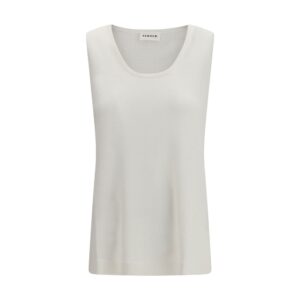 P.A.R.O.S.H. White Linen Sleeveles T-Shirt