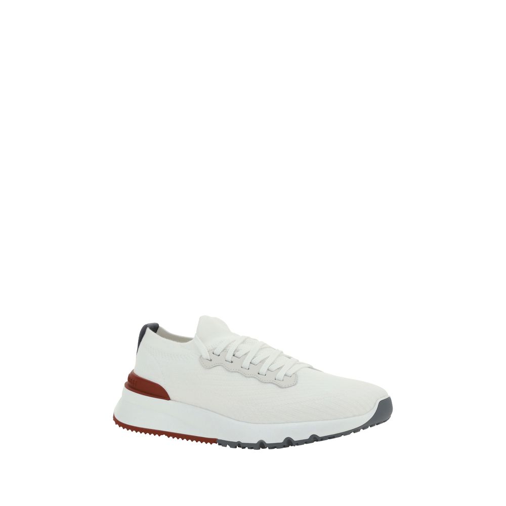Brunello Cucinelli White Cotton Low Top Sneakers - immagine 2
