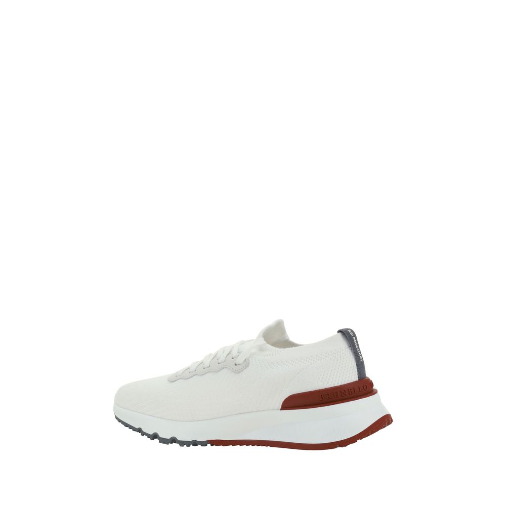 Brunello Cucinelli White Cotton Low Top Sneakers - immagine 3