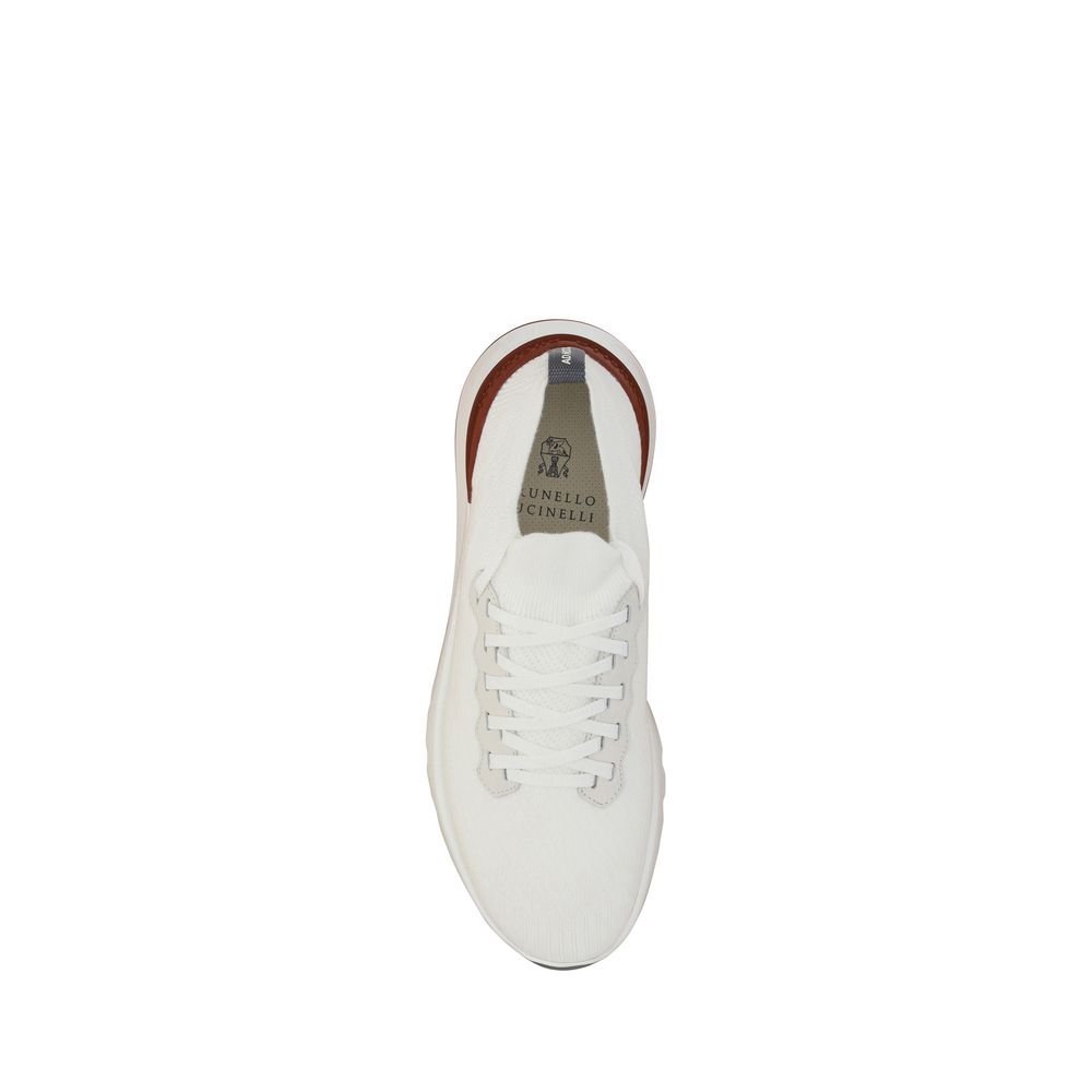 Brunello Cucinelli White Cotton Low Top Sneakers - immagine 4