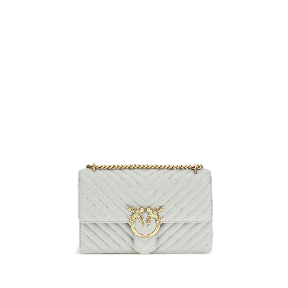 PINKO Gray Calf Leather Bos Taurus Shoulder Bag