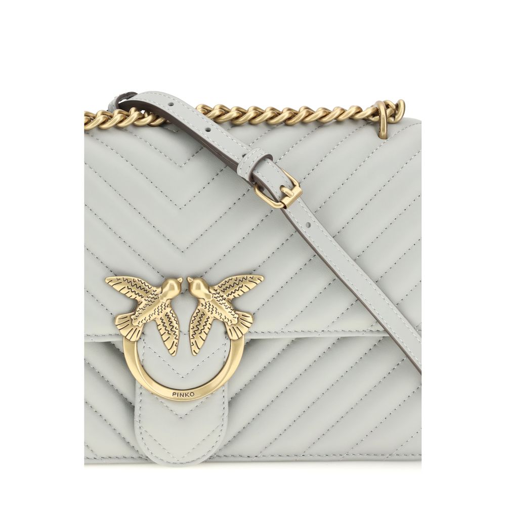 PINKO Gray Calf Leather Bos Taurus Shoulder Bag - immagine 4