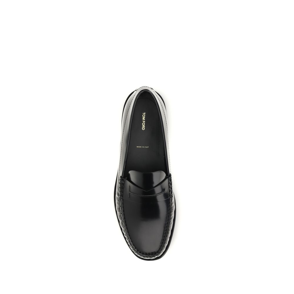 Tom Ford Black Calf Leather Bos Taurus Slip-On Loafers - immagine 4