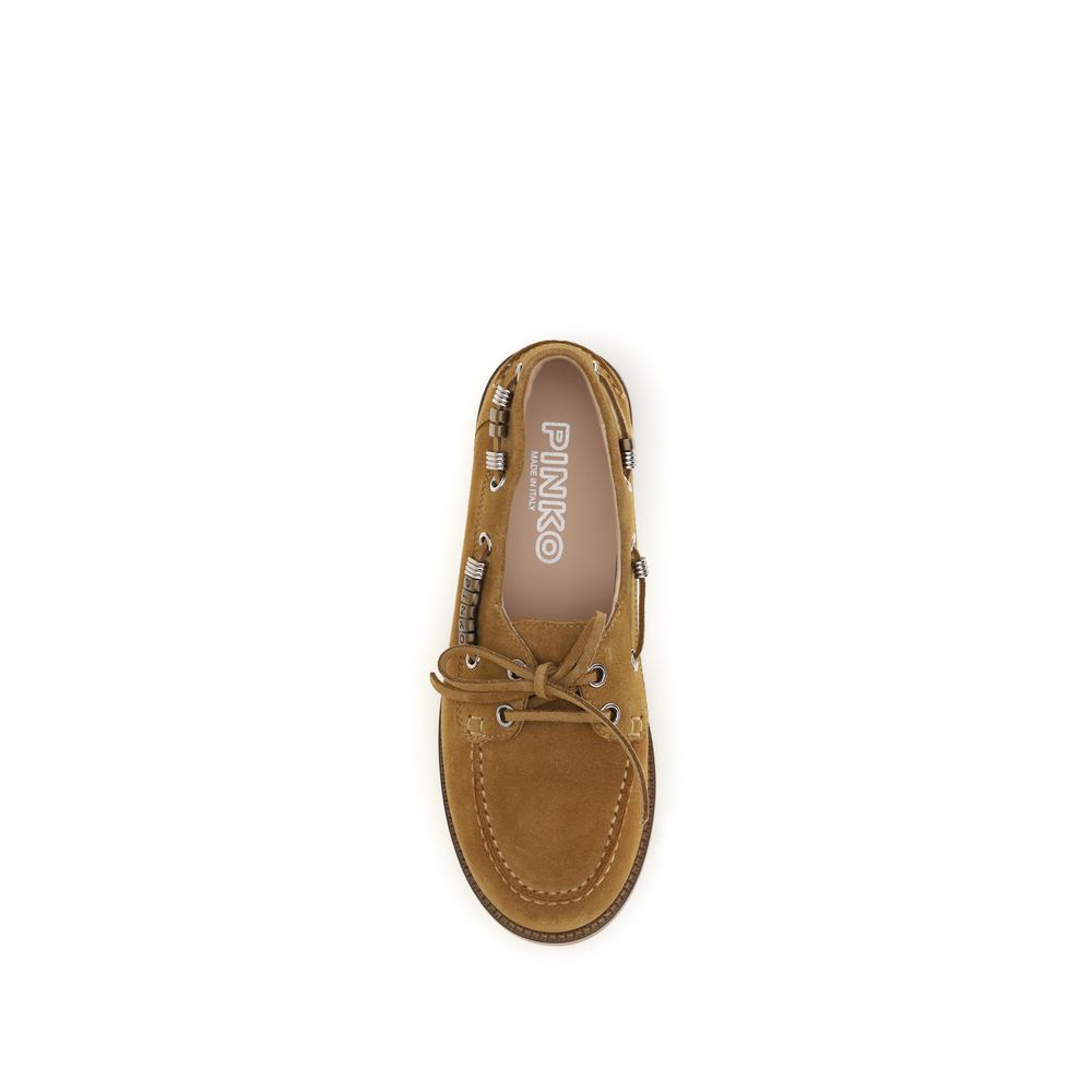 PINKO Brown Calf Leather Bos Taurus Slip-On Loafers - immagine 4
