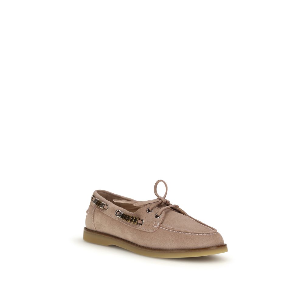 PINKO Beige Calf Leather Bos Taurus Slip-On Loafers - immagine 2