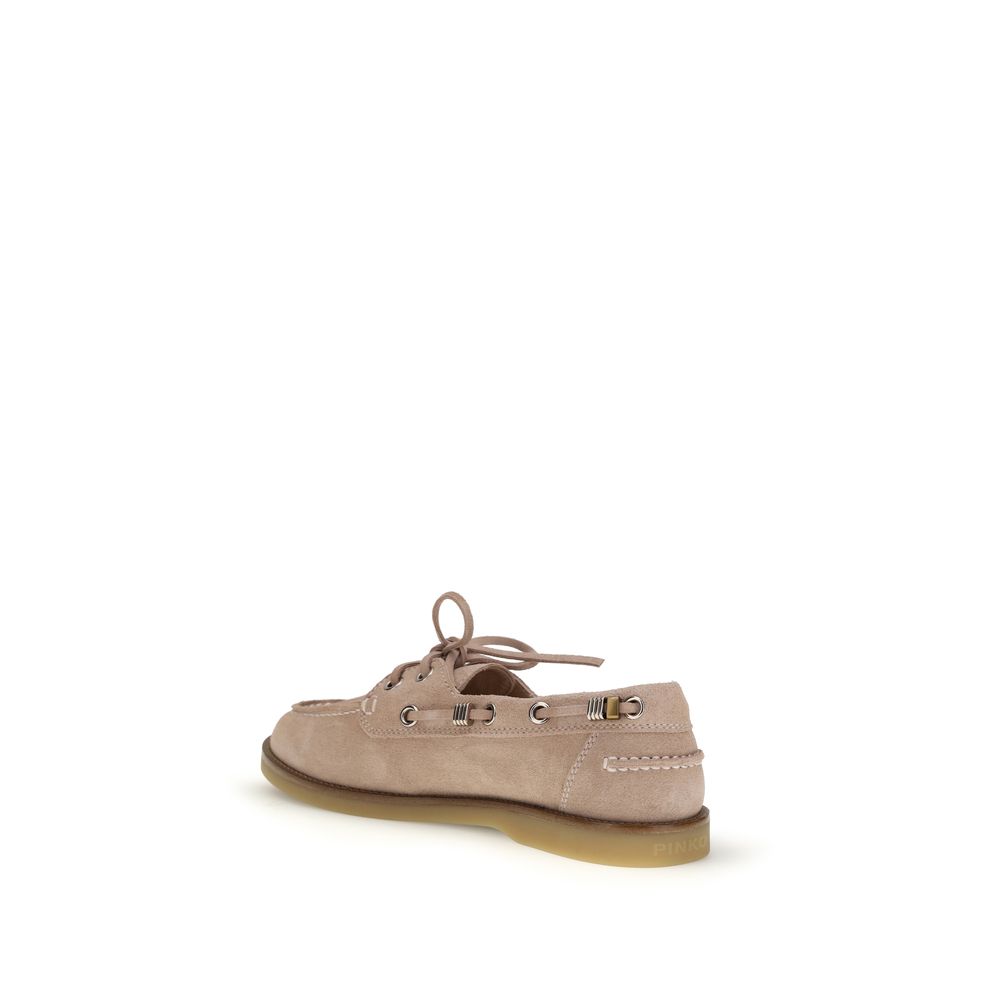 PINKO Beige Calf Leather Bos Taurus Slip-On Loafers - immagine 3