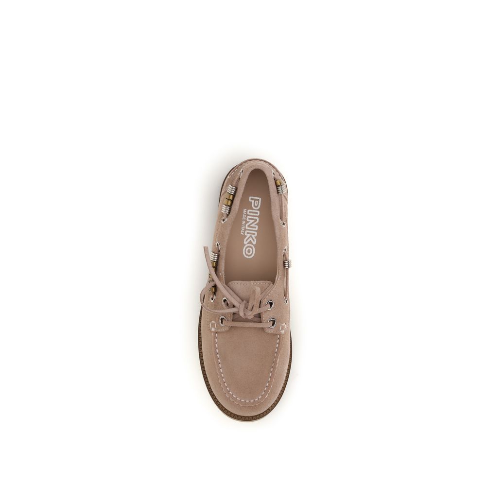 PINKO Beige Calf Leather Bos Taurus Slip-On Loafers - immagine 4