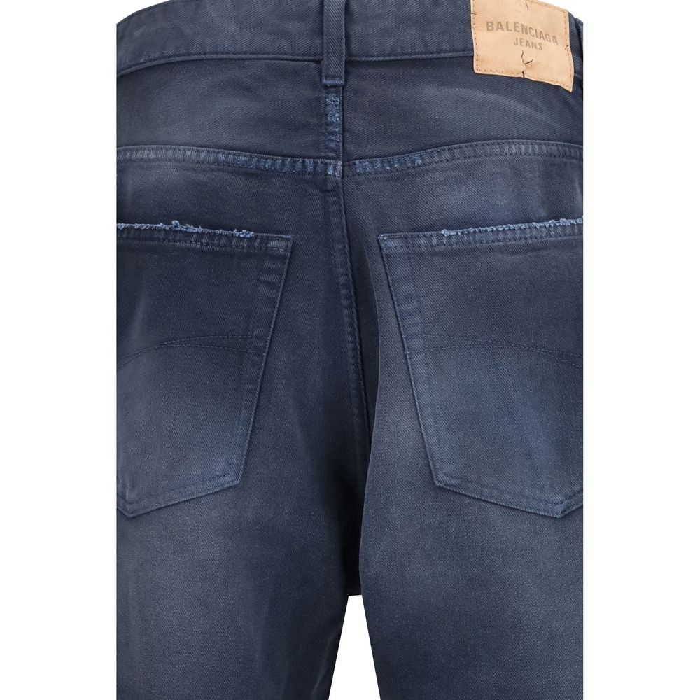 Balenciaga Blue Cotton Relaxed Fit Jeans - immagine 3