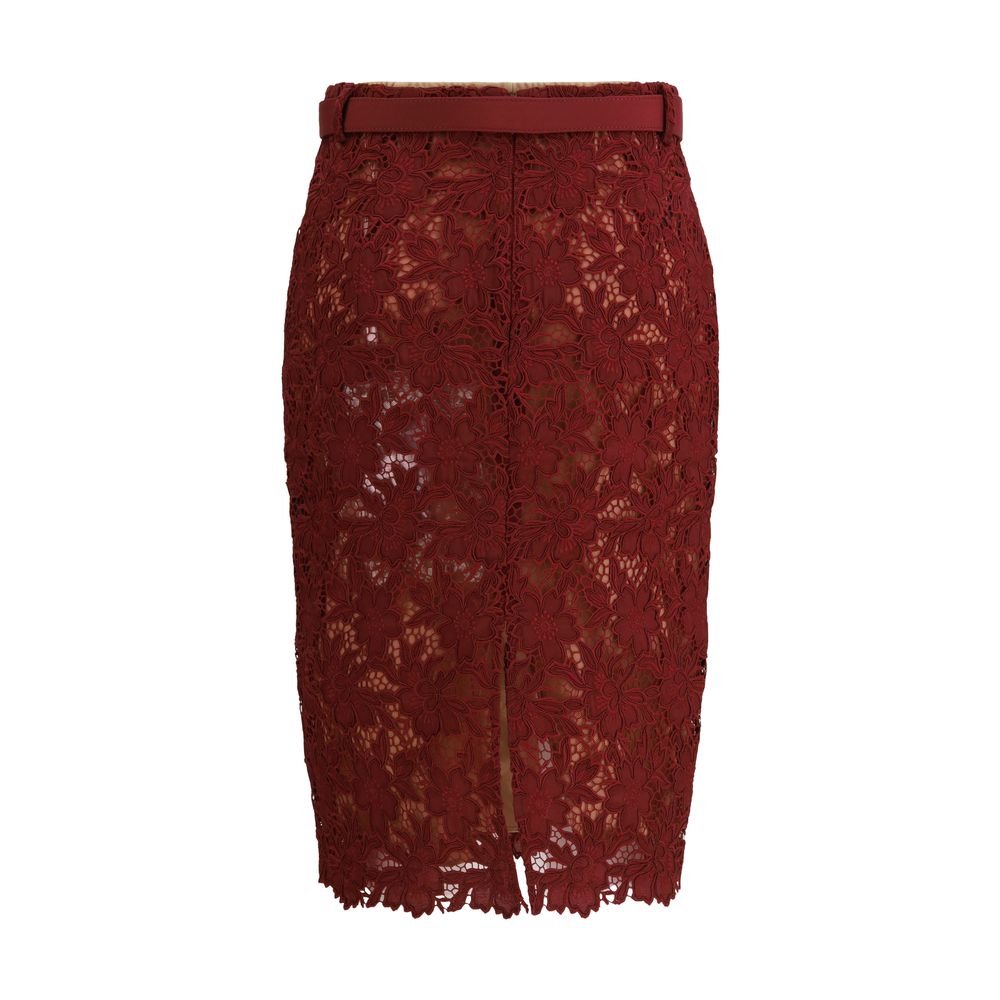Self-Portrait Bordeaux Polyester Midi Skirt - immagine 2