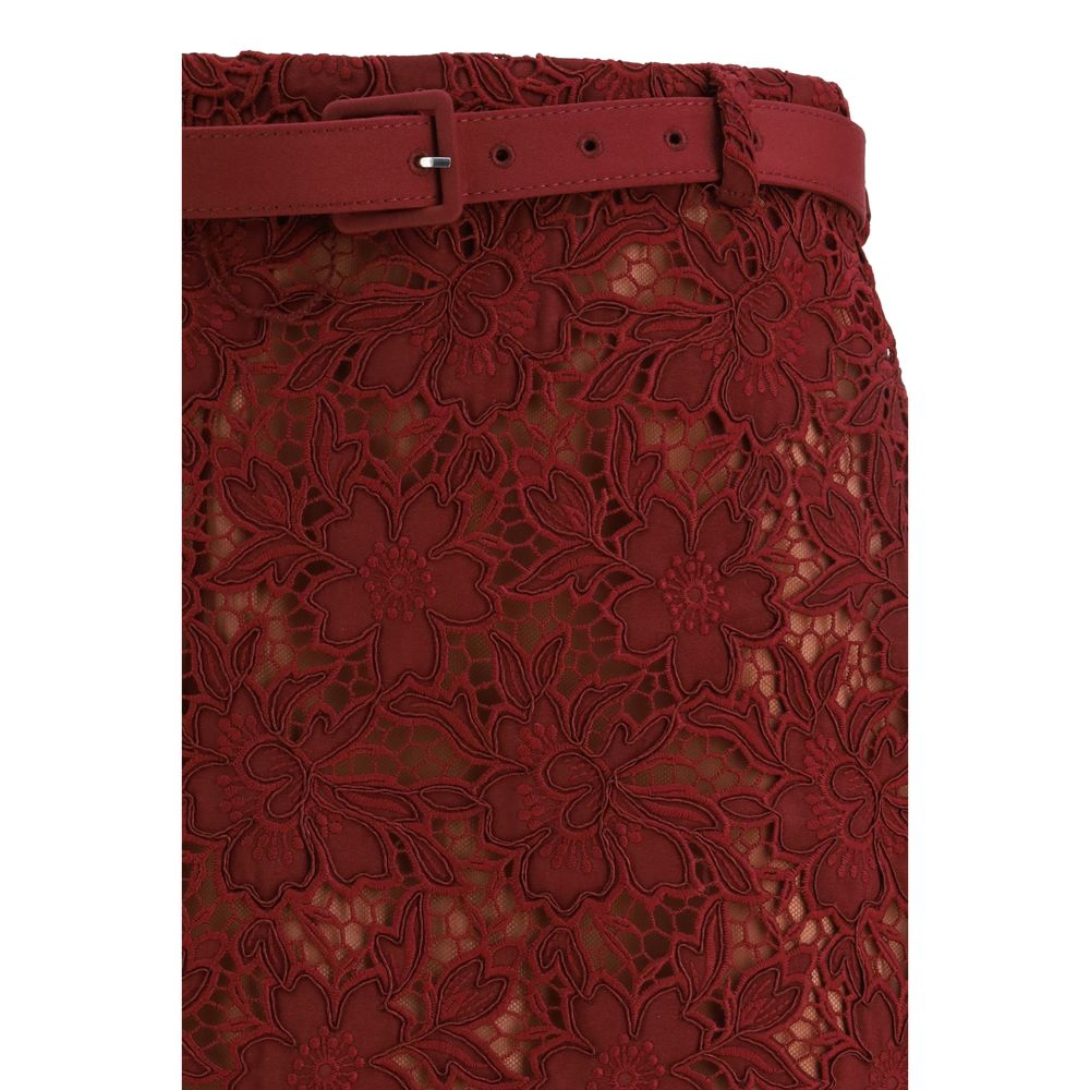 Self-Portrait Bordeaux Polyester Midi Skirt - immagine 3