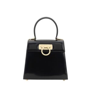 Ferragamo Black Calf Leather Bos Taurus Handbag