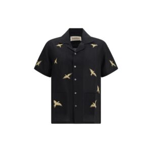 Baziszt Black Cotton Pattern Shirt