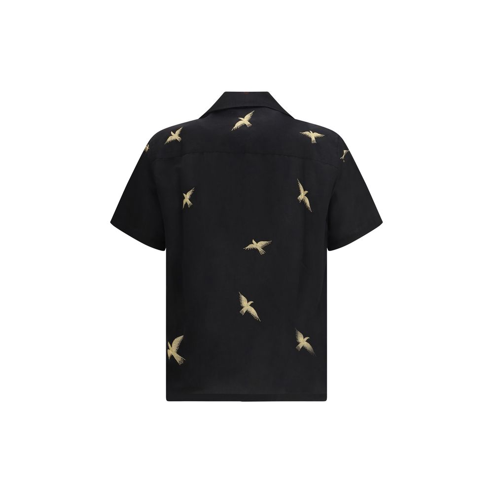 Baziszt Black Cotton Pattern Shirt - immagine 2