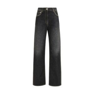 Versace Black Cotton Straight-Leg Jeans