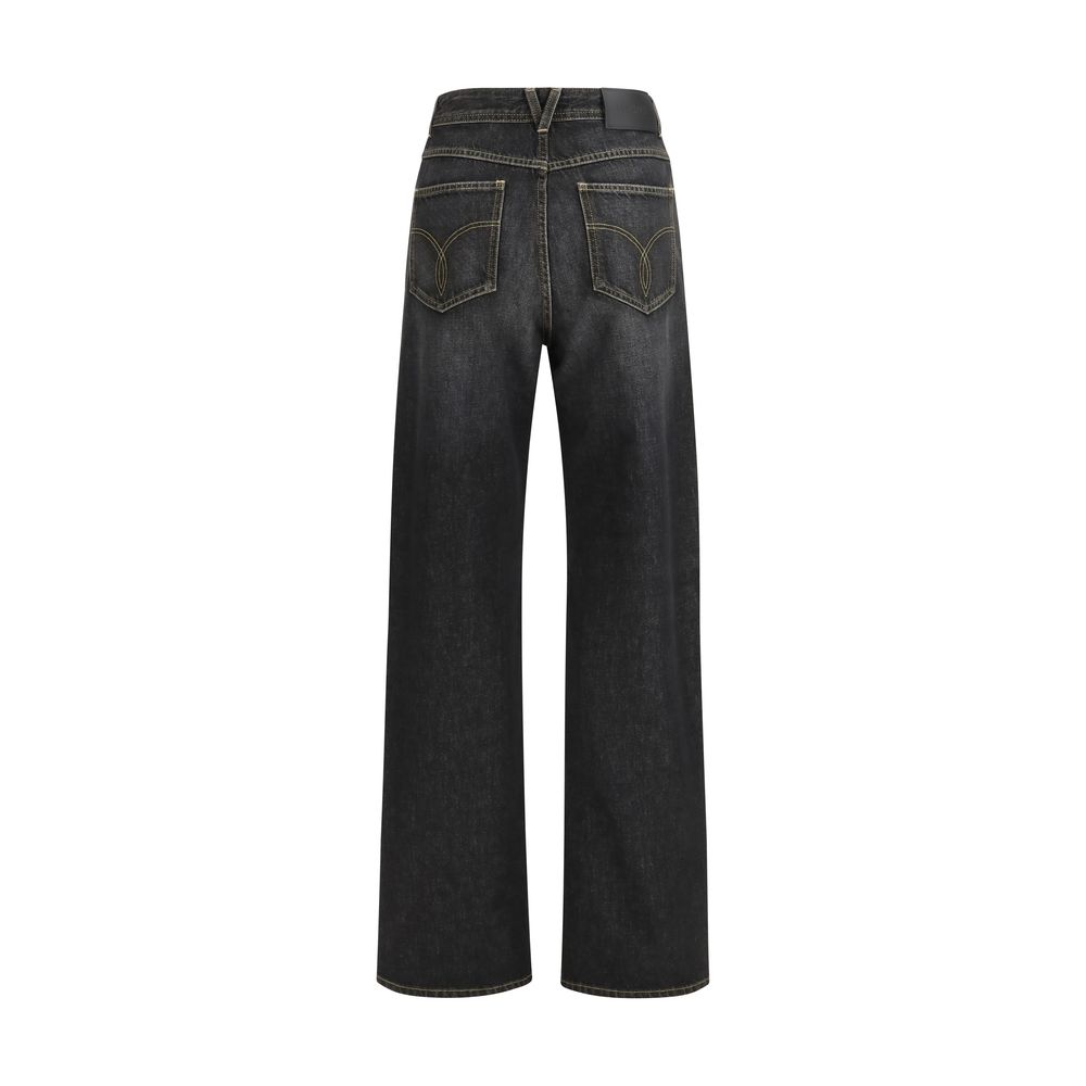 Versace Black Cotton Straight-Leg Jeans - immagine 2