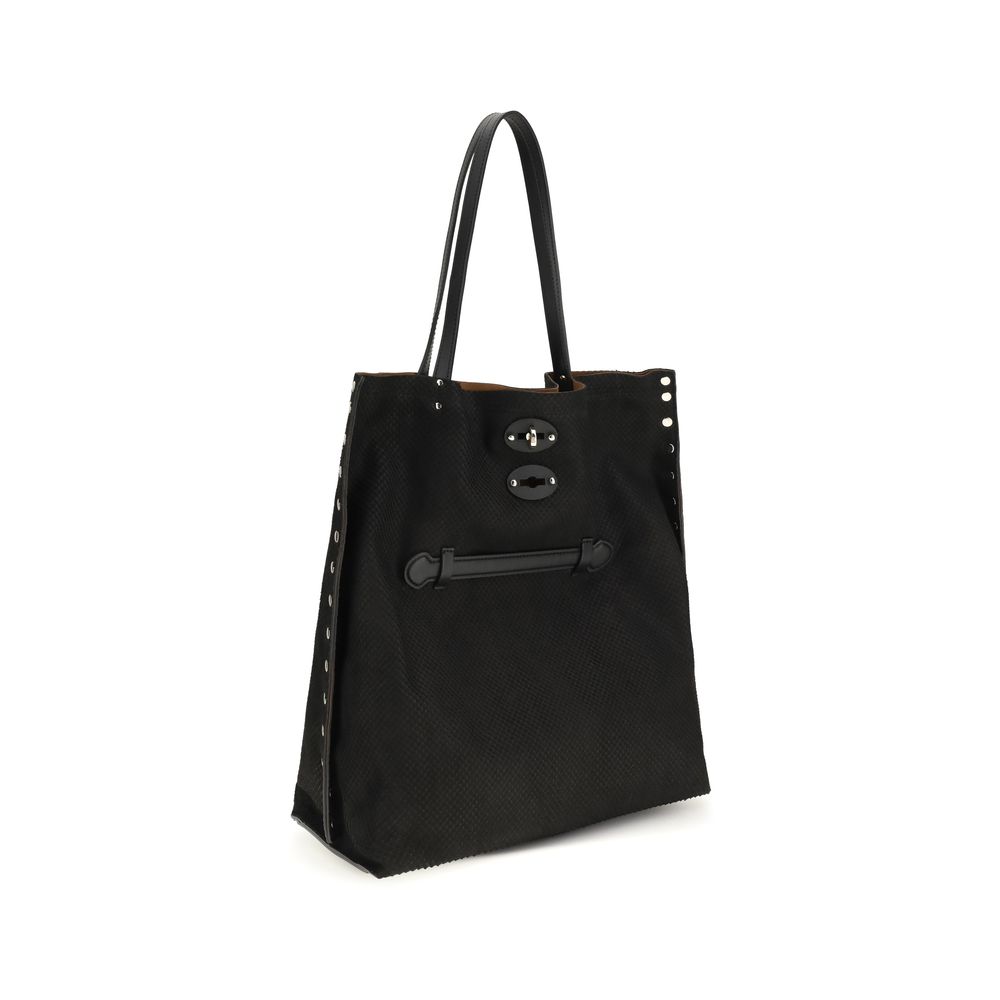 Zanellato Black Calf Leather Bos Taurus Shoulder Bag - immagine 2