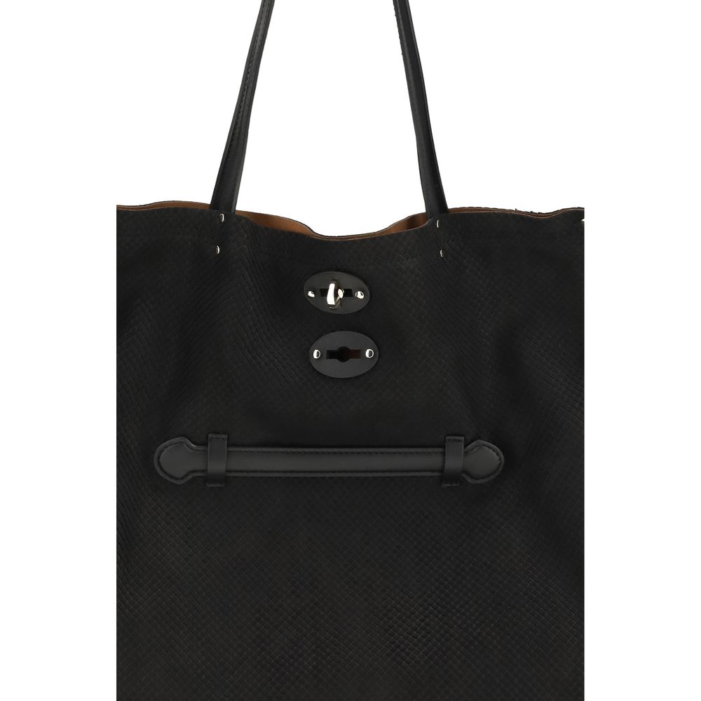 Zanellato Black Calf Leather Bos Taurus Shoulder Bag - immagine 4