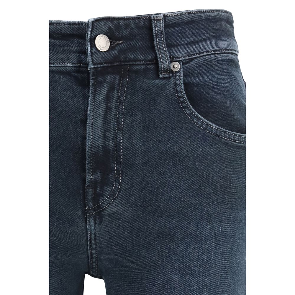 Haikure Blue Cotton Flared Jeans - immagine 3