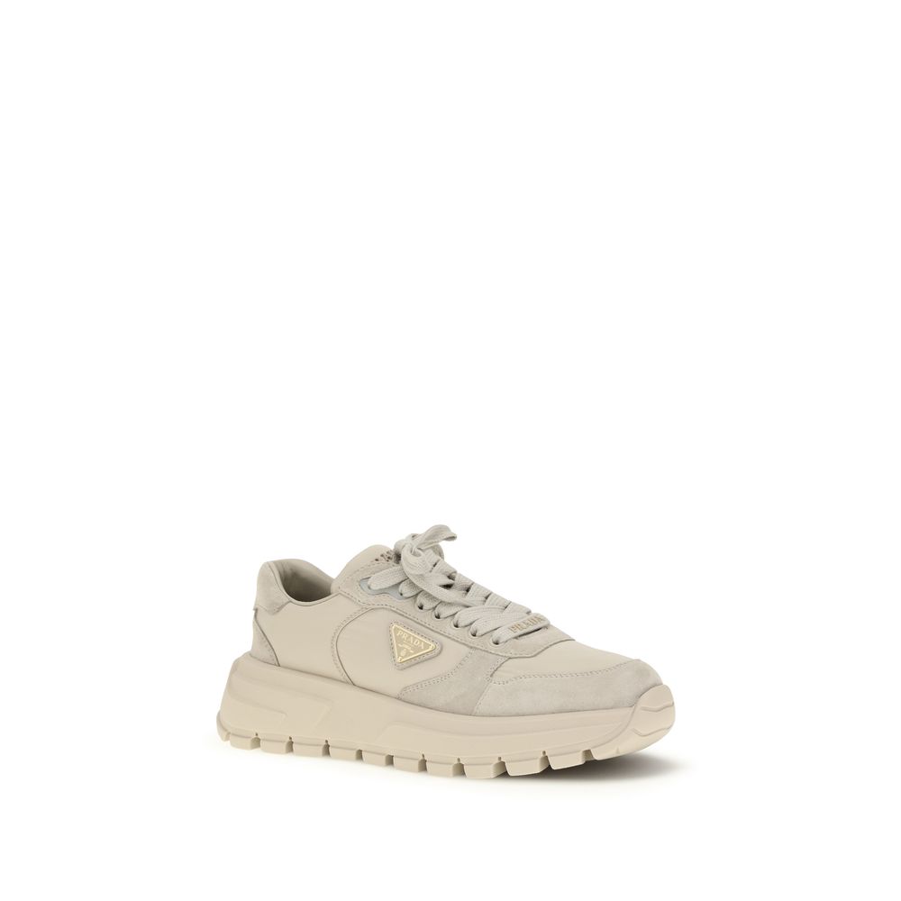 Prada Beige Calf Leather Bos Taurus Athletic Sneakers - immagine 2