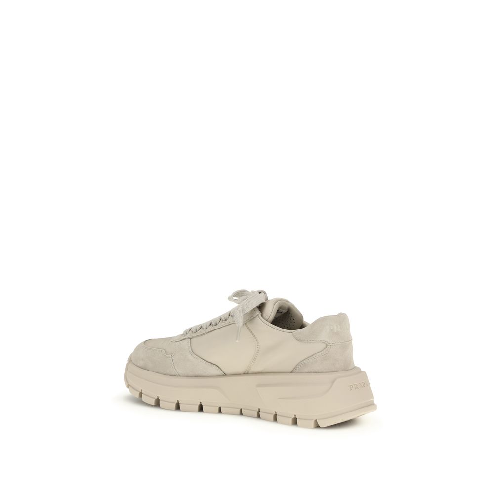 Prada Beige Calf Leather Bos Taurus Athletic Sneakers - immagine 3