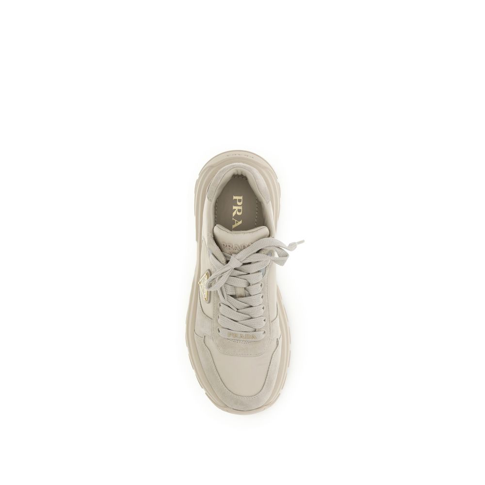 Prada Beige Calf Leather Bos Taurus Athletic Sneakers - immagine 4